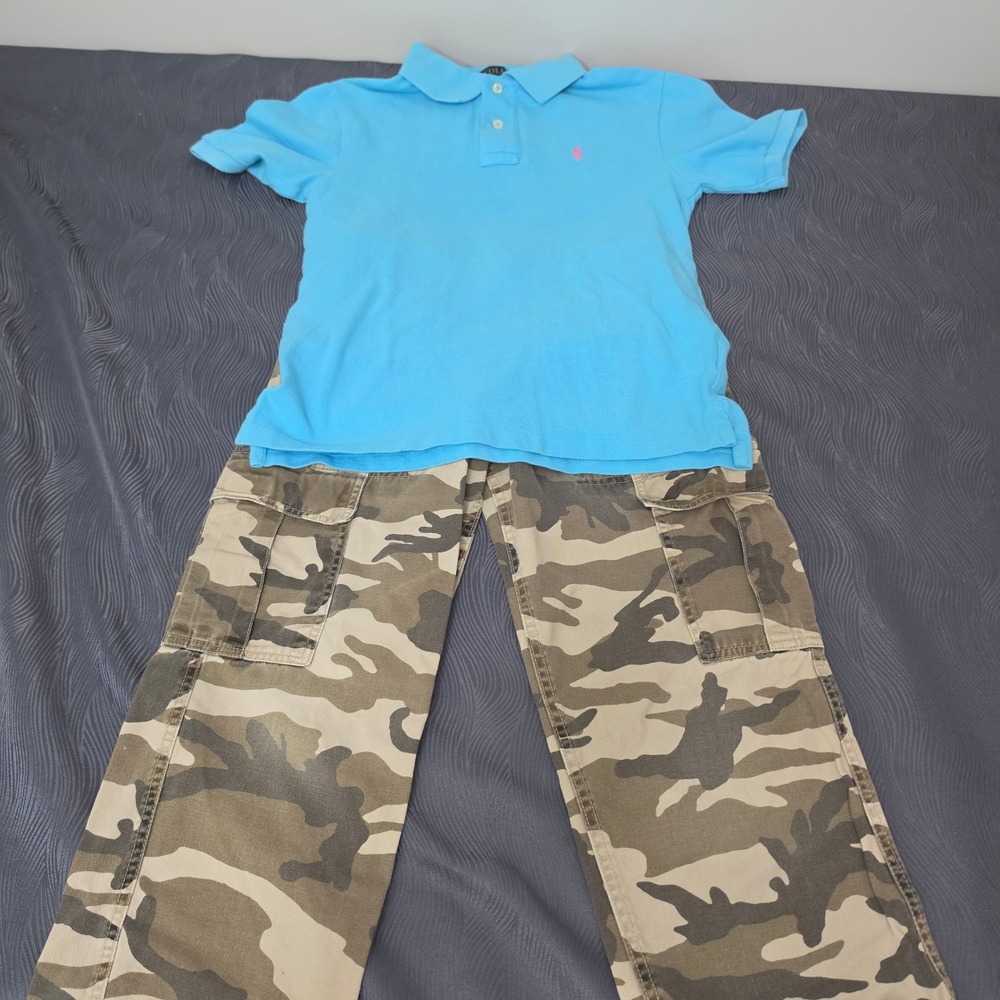 Polo Ralph Lauren Outfit Kids M 8-12 Blue & Camo Back to School Bundle